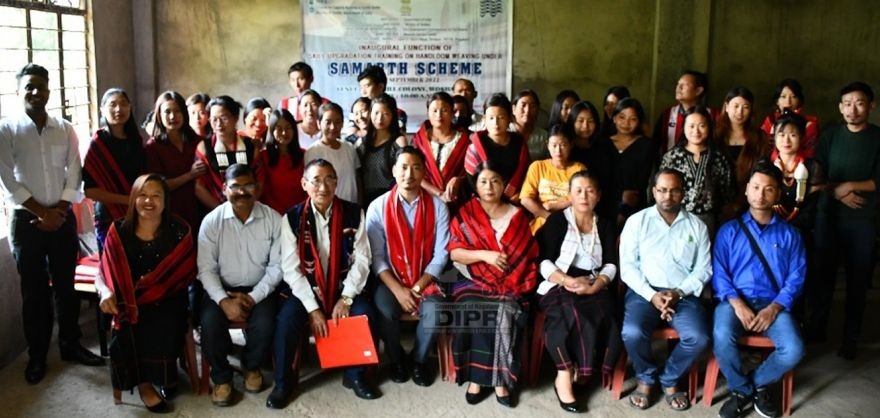Officials and participants during the inaugural function of the 45-day skill up gradation on handloom weaving under the Samarth Scheme at Blue Hill Colony, Wokha on September 8. (DIPR Photo)